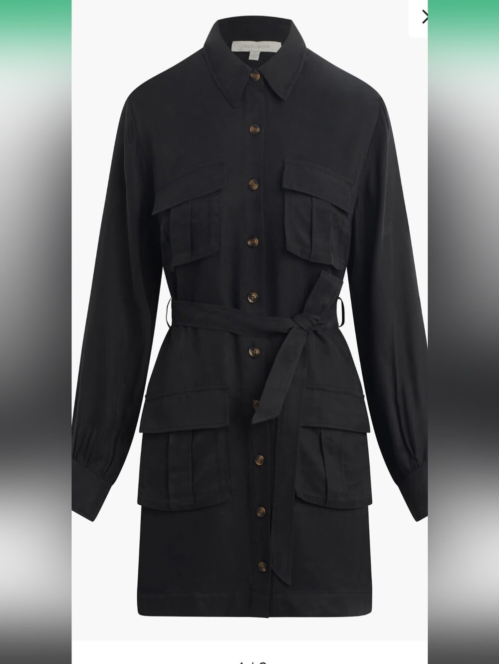 FAVORITE DAUGHTER UTILITY GLAMOUR LONG SLEEVE CARGO MINI DFESS IN BLACK /SZ:XS